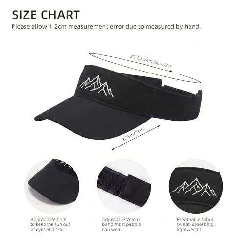 Embroidered Adjustable Sun Visor for Women Men Outdoor Golf Tennis - color: Mountain/Black