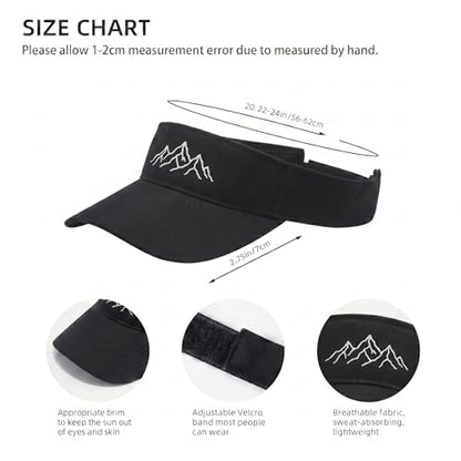 Embroidered Adjustable Sun Visor for Women Men Outdoor Golf Tennis - color: Mountain/Black