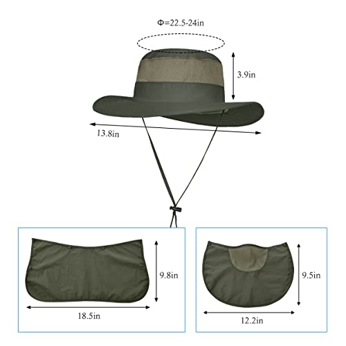 3 Pack Mens Outdoor Wide Brim Fishing Hat,UPF 50+ Sun Protection Cap with Face Neck Flap for Hiking & Garden - color: 3 Pack-dark Grey＆light Grey＆army Green