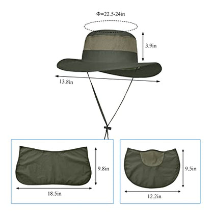 3 Pack Mens Outdoor Wide Brim Fishing Hat,UPF 50+ Sun Protection Cap with Face Neck Flap for Hiking & Garden - color: 3 Pack-dark Grey＆light Grey＆army Green