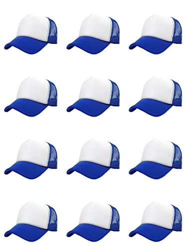 12 Pack Sublimation Hats for Men Blank Trucker Hats Bulk Snapback Mesh Women Baseball Caps DIY Custom 18 Colors - color: Royal Blue
