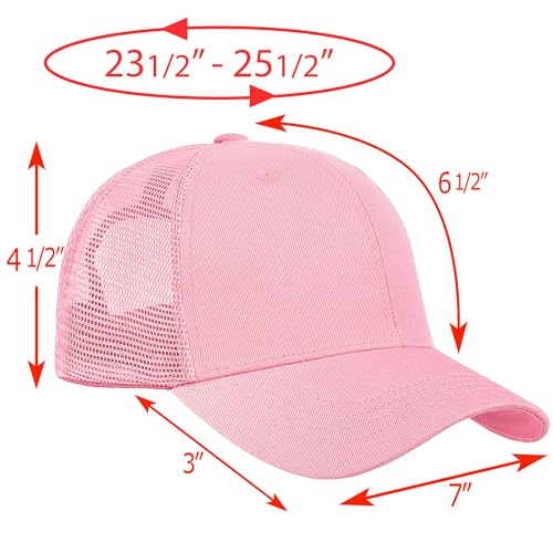 Falari Trucker Hat Baseball Cap Structured Plain Design 6 Panel, Adjustable Size - color: 1pk Pink