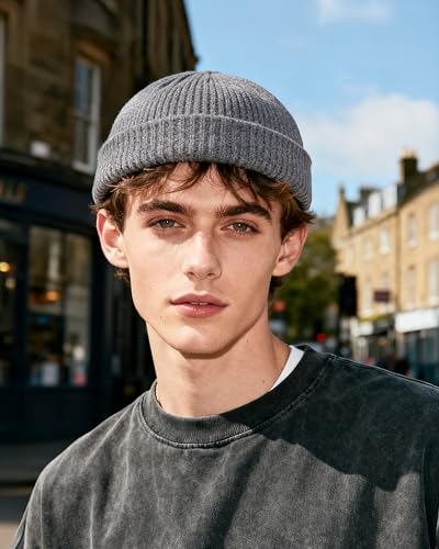 Croogo Brimless Hat Beanie Docker Cap Rolled Cuff Worker Sailor Skullcap - color: Ct47-gray