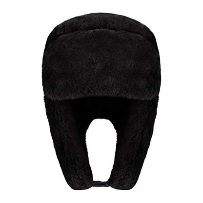 MioCloth Faux Fur Winter Earflap Russian Ushanka Hat - Fur Lined Winter Cap - color: Black