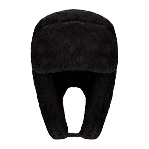 Adults Winter Cozy Plush Ushanka Russian Hat Windproof Full Hood Earflap Hat Warm Cold Proof Ski Hunting Cycling Trapper Hats - color: Black