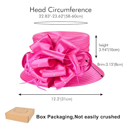 2026 Bucket Hats for Women Ladies Girls, Autumn Winter Fascinator Hat for Derby Kentucky Church Bridal UV Protection - color: A-4585rose Red