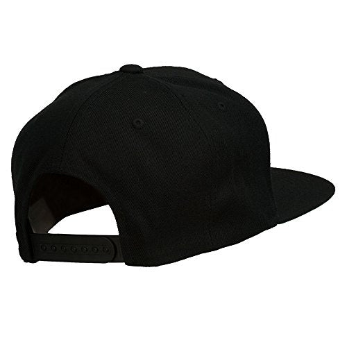 Big Diamond Outline Embroidered Flat Bill Black Cap - color: Neon Orange