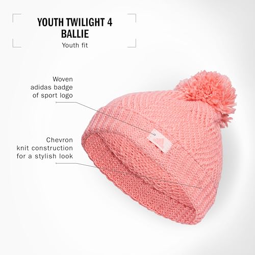 adidas Kids Twilight Ballie Pom Beanie - color: Semi Pink Spark/Sandy Pink/Twilight
