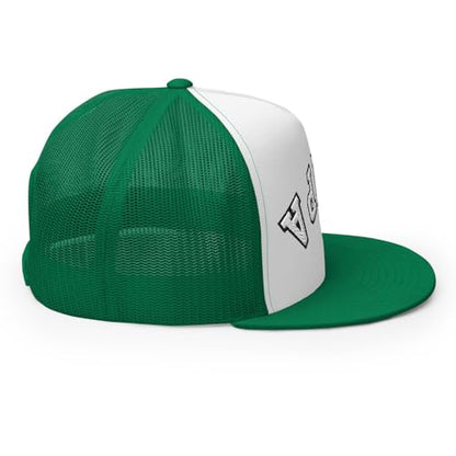 NX Upside Down Tampa Embroidered Flat Bill Trucker Hat High Crown Snapback Cap - color: Kelly/ White/ Kelly