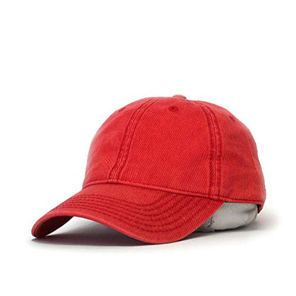 Heavy Washed Coated Canvas Wax-Look Adjustable Low Profile Men Women Baseball Cap - color: Snow Washed Red