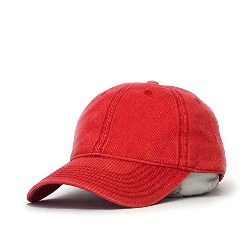 Heavy Washed Coated Canvas Wax-Look Adjustable Low Profile Men Women Baseball Cap - color: Snow Washed Red