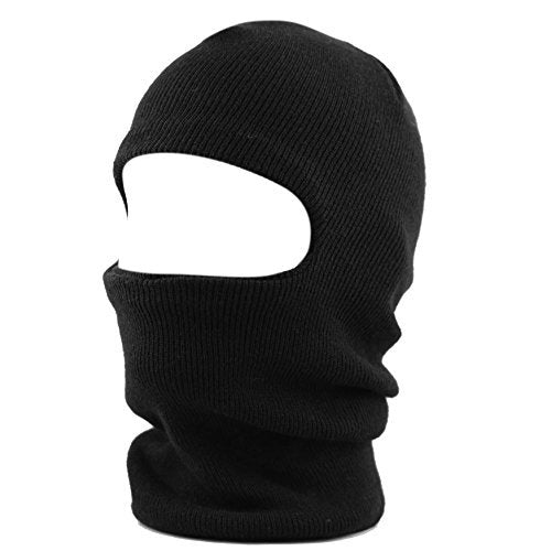 The Hat Depot Unisex Thick and Long Face Ski Mask [Made in USA] - color: Black