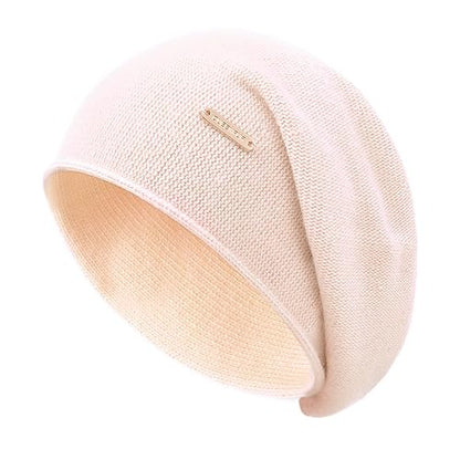 Knit Slouchy Beanie Hats for Women Cashmere Ski Cap Knitted Wool Soft Warm Winter Hat - color: A01-beige