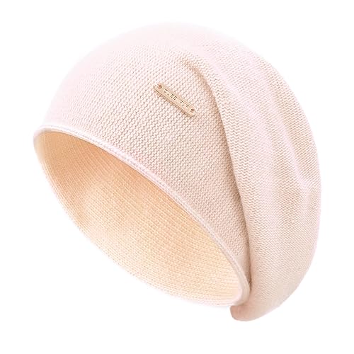 Knit Slouchy Beanie Hats for Women Cashmere Ski Cap Knitted Wool Soft Warm Winter Hat - color: A01-beige