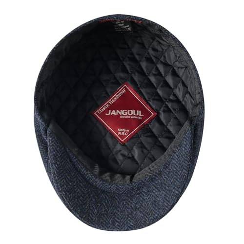 Men Wool Blend 8 Panel Newsboy Cap - color: Herringbone Navy, size: 7 7/8
