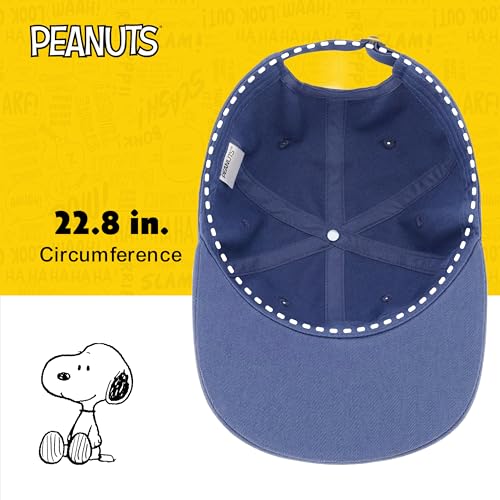 Concept One Unisex Adult Peanuts Snoopy Dad Hat, Adult Cotton Adjustable Baseball Cap with Curved Brim - color: Blue