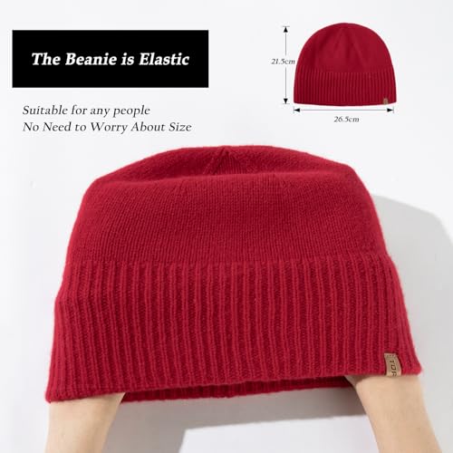 TOP-EX PolarWool Merino Wool Beanie with Soft Polartec Fleece Lining - color: Red, size: Medium-Large