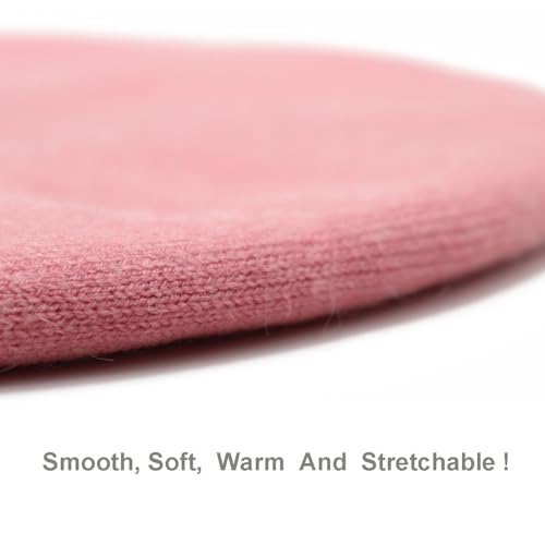 Wheebo Reversible Solid Color French Beret Hat for Women and Girls - color: Pink
