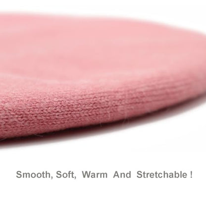 Wheebo Reversible Solid Color French Beret Hat for Women and Girls - color: Pink