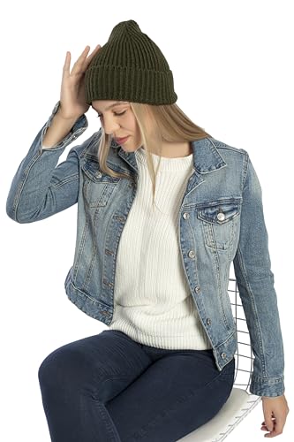 Seamless Beanie Cap, Acrylic Unisex Winter Beanie - color: Dark Green