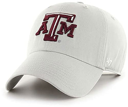47 Texas A&M Aggies Mens Womens Clean Up Adjustable Strapback Gray Team Color Logo Hat