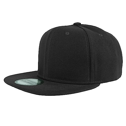 Gelante Plain Blank Flat Brim Adjustable Snapback Baseball Caps LOT 6 Pack - color: Black