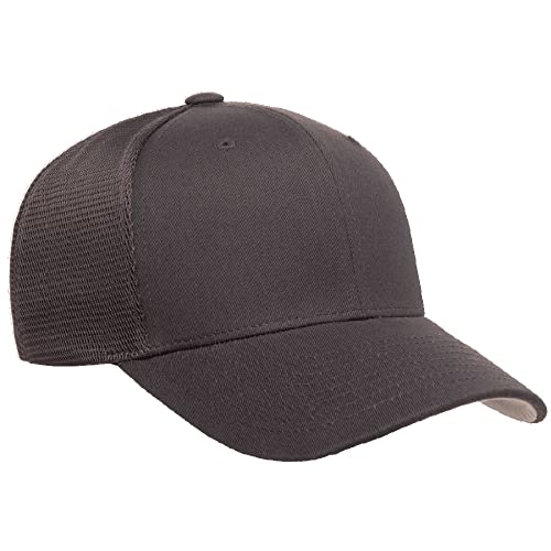 Flexfit 110M Trucker Mid-Profile Mesh Back Snapback Cap - color: Charcoal