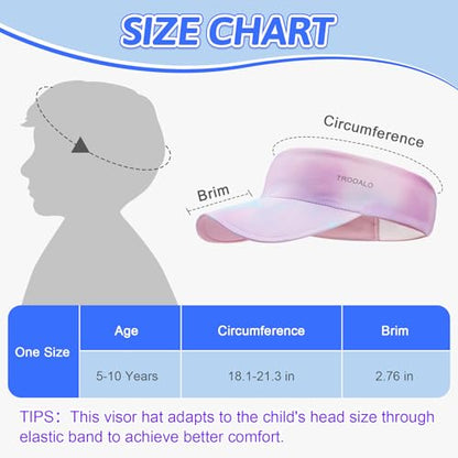 Kids Sun Visor Hats for Girls Boys, Packable Cooling Stretchy Visor - color: Pink