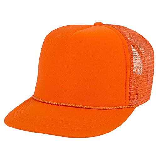 OTTO Polyester Foam Front Youth 5 Panel High Crown Trucker Hat - color: Orange