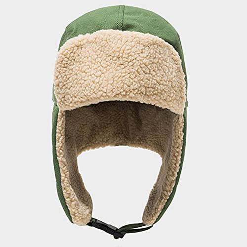 Unisex Winter Hats with Ear Flaps Cotton Trapper Hat Aviator Windproof Ski Cap Buckle Closure Ushanka Outdoor - color: Green