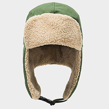 Unisex Winter Hats with Ear Flaps Cotton Trapper Hat Aviator Windproof Ski Cap Buckle Closure Ushanka Outdoor - color: Green