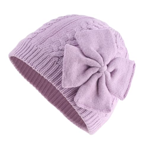 Bamery Baby Girl Winter Hat Cute Bow Baby Beanie Warm Knitted Hats for Infant Toddler Girls - color: Purple, size: 6-24 Months