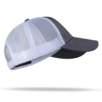 American Flag Trucker Hat - Snapback Hat, Baseball Cap for Men Women - Breathable Mesh Side, Adjustable Fit - for Casual Wear - color: Dark Gray/White