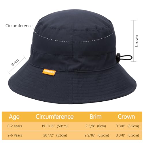 WILLPORT Kids Sun Hat,Adjustable Cotton Toddler Bucket Hat,0-6Y - color: Navy, size: 0-24 Months
