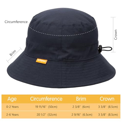 WILLPORT Kids Sun Hat,Adjustable Cotton Toddler Bucket Hat,0-6Y - color: Navy, size: 0-24 Months