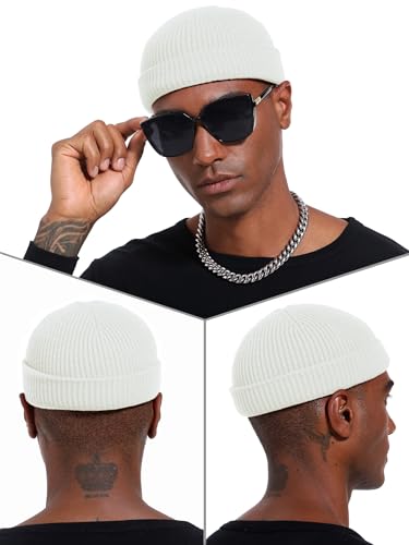 vidsel Thin Wool Fisherman Beanie Hat for Men Women Fall Winter Fashion Cap - color: 1-white