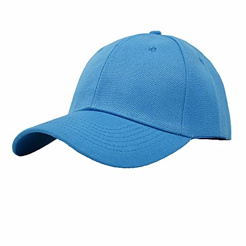 Glory Max Plain Baseball Cap Hook & Loop Strap Adjustable Solid Blank Curved Visor Hat - color: Baby Blue