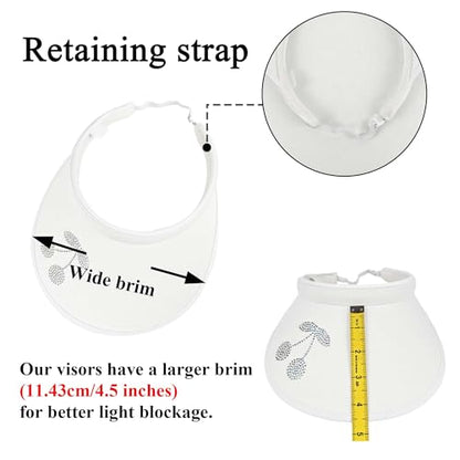2 Pack Sun Visors Women Wide Brim Clip on Summer Hats Adjustable UV Protection - color: Cherry-white,rose Red