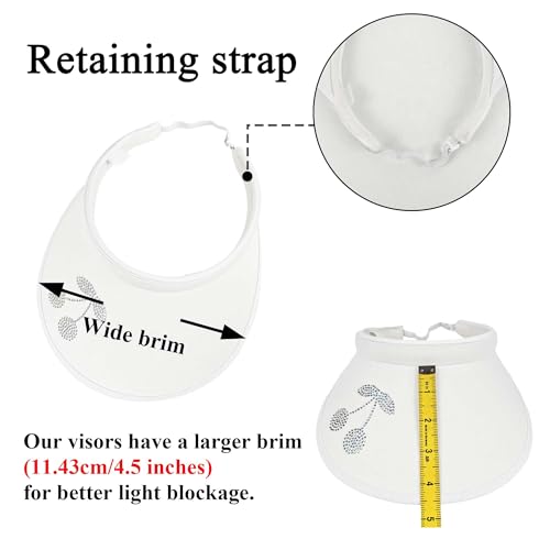 2 Pack Sun Visors Women Wide Brim Clip on Summer Hats Adjustable UV Protection - color: Cherry-white,rose Red