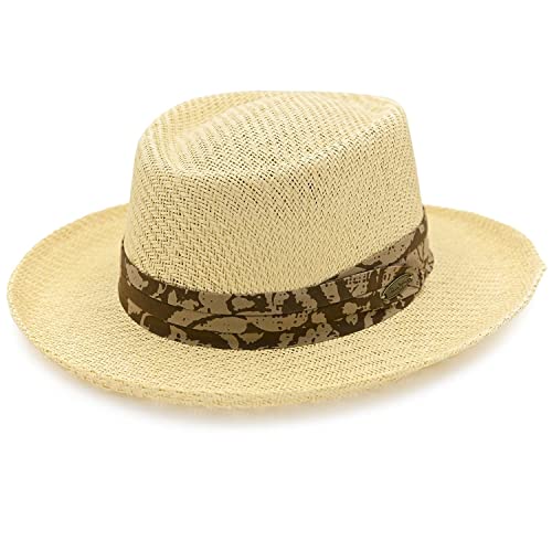 Panama Jack Mens Straw Safari Sun Hat - color: Brown, size: Large-X-Large