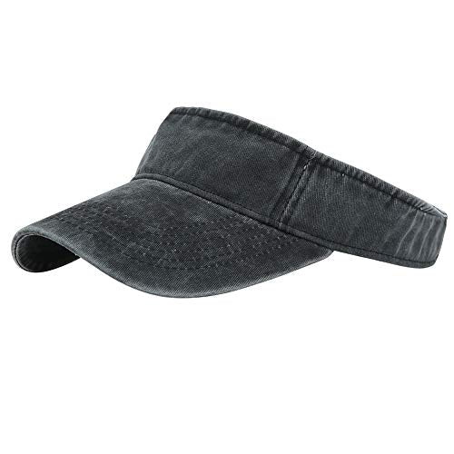 Sport Sun Visor Hats Cotton Ball Caps Empty Top Baseball Sun Cap for Men Women - color: Black
