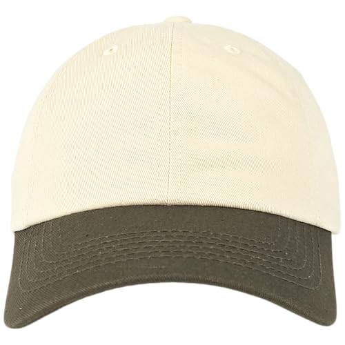 E BY ELIDAN Two Tone Dad Hat, Low Profile Baseball Cap - color: Stone Olive
