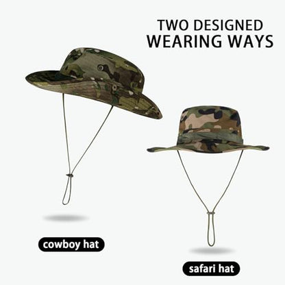 Sun Hats for Men Women Bucket Hat UPF 50+ Boonie Fishing Safari Hat - color: Jungle Camo