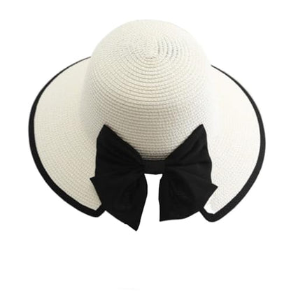Womens Mens Wide Brim Straw Panama Hat Beach Sun Hat Summer Wide Brim Straw Roll up Hat Fisherman's UPF 50 - color: -White