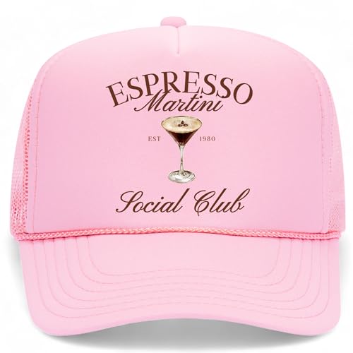 Espresso Martini Social Club Trucker Hat | Margs Tequila Drinking Funny Cute Drinks | Premium Snapback Hat for Men & Women - color: Pink