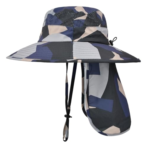 ZOORON Sun Hats for Men Women with Neck Flap Fishing UPF 50+ UV Protection - color: Camo Beige