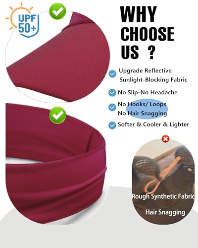 Cooling Sun Stretchy Visor Hat for Men Women,Soft Headband Visors - color: 1-wine Red