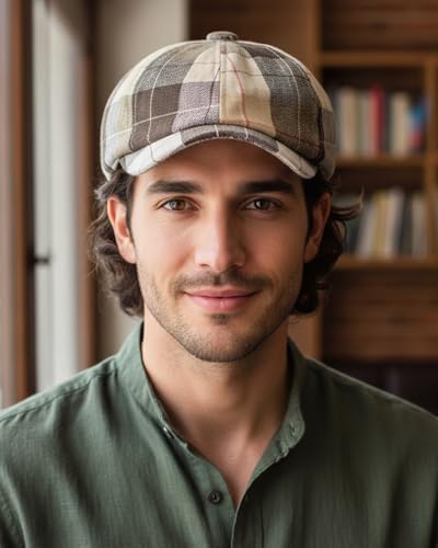 Suhine 6 Pcs Newsboy Cap for Men Octagonal Hat 8 Panel - style: Plaid