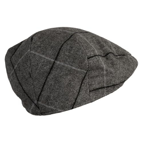 Large Plaid Wool Polyester Blend Ivy Cap - color: Brown, size: Large-X-Large