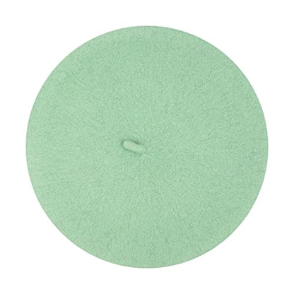 Gllutt Women Wool Beret Hat French Style Solid Color - color: Cream Green